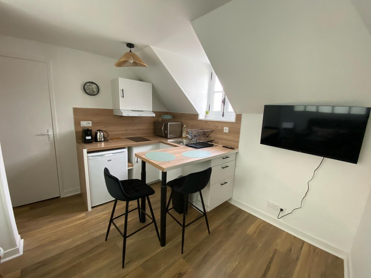 Cœur de Laval: Charmant 2 pièces — Chambre avec lit king-size